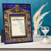 ブラスエドワーディアンフレーム（青） パーソナライズされた - フォトプラーク (側面)