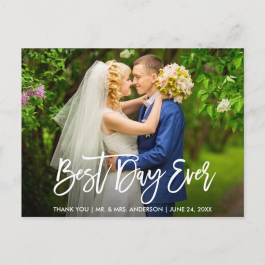 ブラスクリプト ベストデイ エバー 結婚式 お礼 ポストカード (正面)