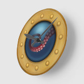 ブラスサブマリンポルトホール深いシータコ ラウンド壁時計 (傾斜)