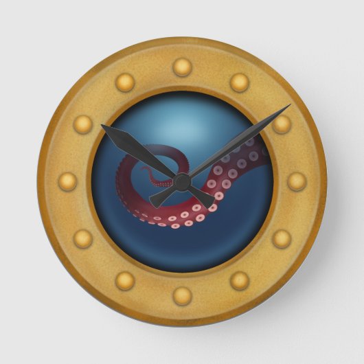 ブラスサブマリンポルトホール深いシータコ ラウンド壁時計 (正面)