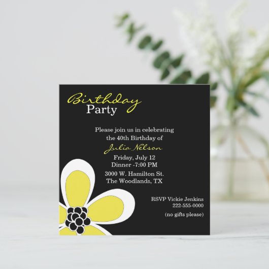 ブラスタイリッシュック&イエローレディーズ誕生日招待状 招待状 (スタンド正面)