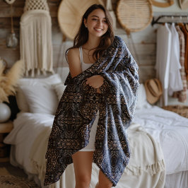 ブラスタイルバイキングフェイクレザーパターン フリースブランケット