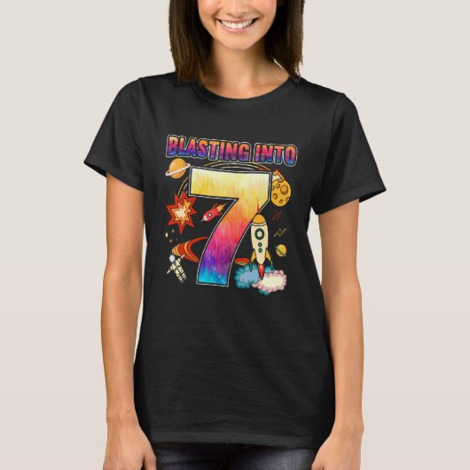 ブラストインセブンHappy 7誕生日Outerspace Astr Tシャツ (正面)