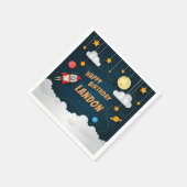 ブラストオフパーソナライズされた宇宙テーマ誕生日パーティー スタンダードカクテルナプキン (角)