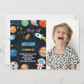 ブラストオフロケット宇宙空間誕生日招待状 招待状 (正面)
