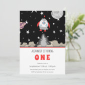 ブラストオフロケット船および宇宙第1誕生日 招待状 (スタンド正面)