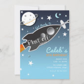 ブラストオフロケット船宇宙誕生日パーティー 招待状 (正面)