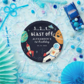 ブラストオフ宇宙テーマバースデーパーティー ペーパープレート (パーティー)