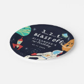 ブラストオフ宇宙テーマバースデーパーティー ペーパープレート (アングル)