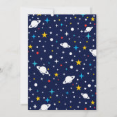 ブラストオフ宇宙テーマ子供の誕生日パーティー写真 招待状 (裏面)