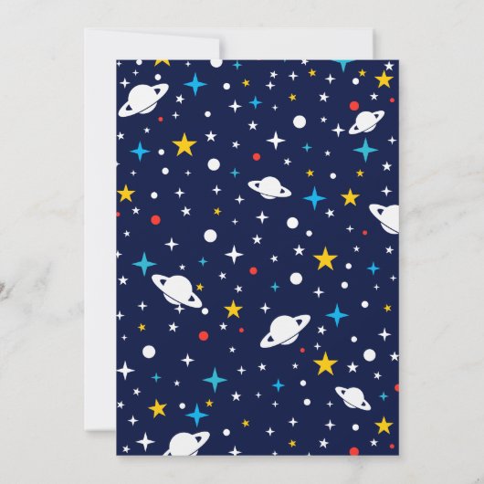 ブラストオフ宇宙テーマ子供の誕生日パーティー写真 招待状 (裏面)