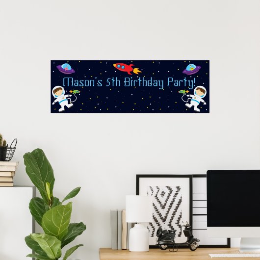 ブラストオフ宇宙バースデーパーティーポスター ポスター (ホームオフィス)