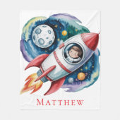 ブラストオフ宇宙ボーイ宇宙飛行士バースデーパーティギフト フリースブランケット (正面)