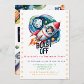ブラストオフ宇宙ボーイ宇宙飛行士バースデーパーティー 招待状 (正面/裏面)