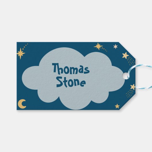 ブラストオフ宇宙冒険子供の誕生日 ギフトタグ (正面(横))