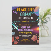 ブラストオフ宇宙誕生日招待状 招待状 (スタンド正面)