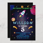 ブラストオフ宇宙誕生日 招待状 (正面/裏面)