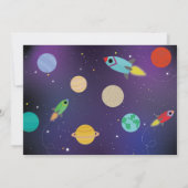 ブラストオフ宇宙銀河系誕生日パーティロケットフォト 招待状 (裏面)