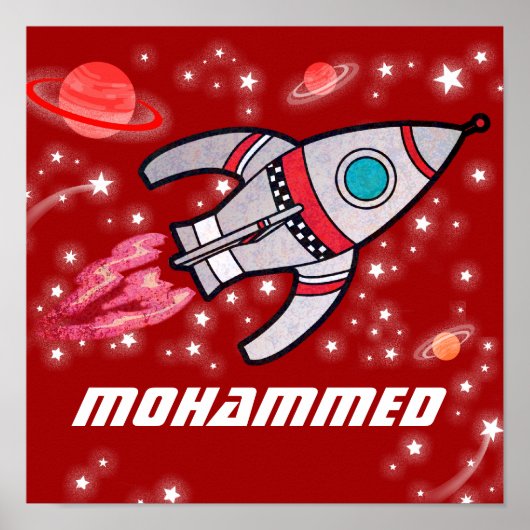 ブラストオフ指定された赤ロケット宇宙少年のポスター ポスター (正面)