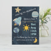 ブラストオフ最初ののまわりに旅の太陽の最初の誕生日 招待状 (スタンド正面)