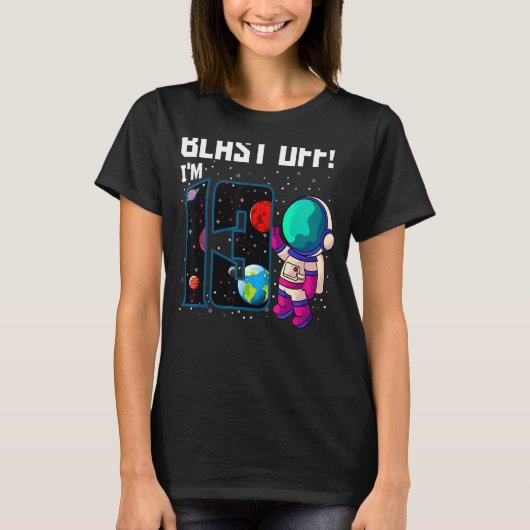 ブラストオフ私は13誕生日宇宙飛行士13宇宙パー Tシャツ (正面)