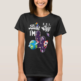ブラストオフ私は4歳の誕生日宇宙科学 Tシャツ