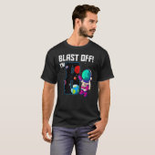 ブラストオフ私は8誕生日宇宙飛行士8宇宙パーティー Tシャツ (正面フル)