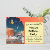 ブラストオフ誕生日招待状 | 外部空間パーティー 招待状 (スタンド正面)