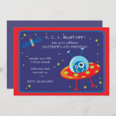 ブラストオフ誕生日招待状 招待状 (正面/裏面)