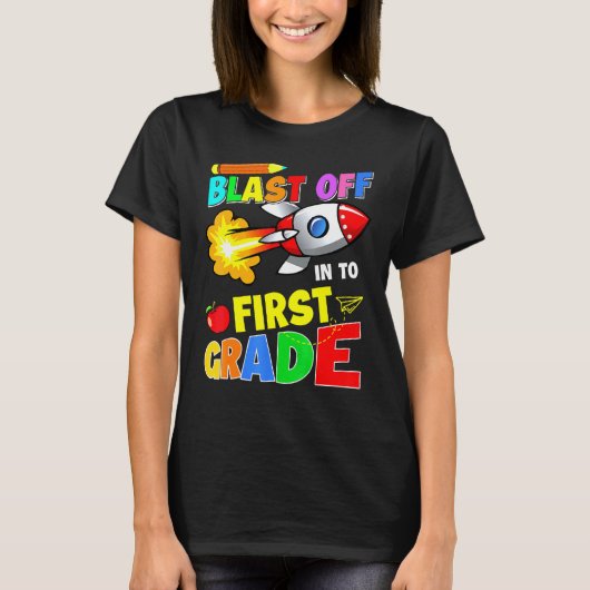 ブラストオフFirst Grade新学期先生 Tシャツ (正面)
