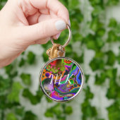 ブラストカラフル流体アートデジタルポイ絵画ント キーホルダー (手)