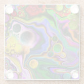 ブラストカラフル流体アート絵画の流れ ガラスコースター (裏面)