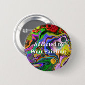 ブラストカラフル流体アート絵画の流れ 缶バッジ (正面&裏面)