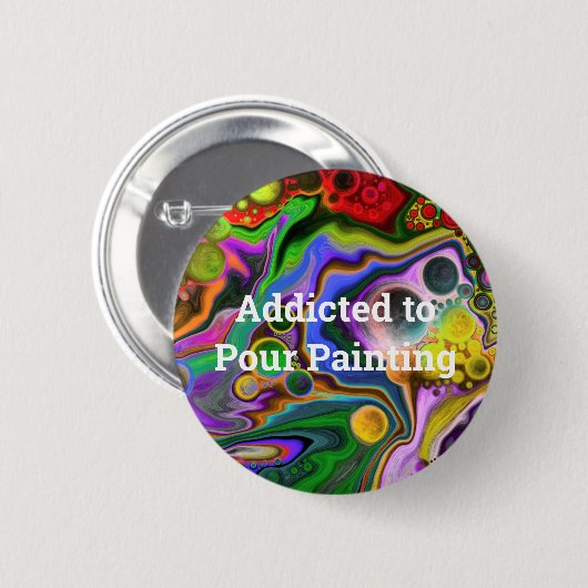 ブラストカラフル流体アート絵画の流れ 缶バッジ (正面&裏面)