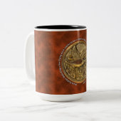 ブラスボタン低飛んでいる鴨 ツートーンマグカップ (正面左)