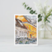 ブラソフルーマニア有名な旅行水の色のスケッチ ポストカード (スタンド正面)