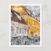 ブラソフルーマニア有名な旅行水の色のスケッチ ポストカード (正面)