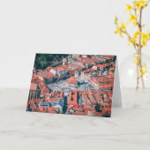 ブラソフ、ルーマニアの街並み カード (黄色い花)