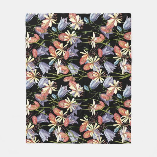 ブラダーキャンピングベル：水色フローラ フリースブランケット (正面)