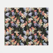 ブラダーキャンピングベル：水色フローラ フリースブランケット (正面(横))