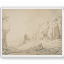 ブラチアーノ近郊の崖の下に道路を持つ風景 シール