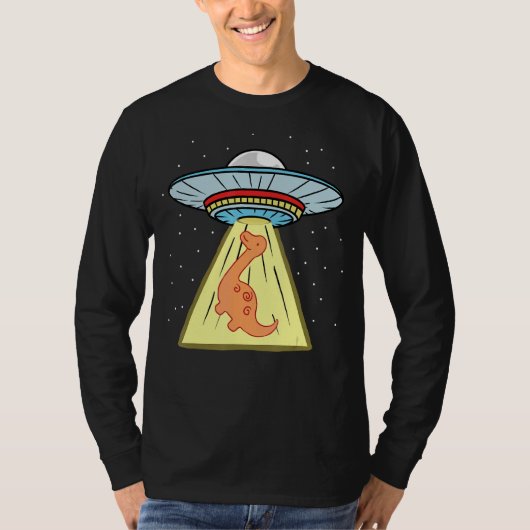ブラチオサウルス恐竜のUFO拉致 Tシャツ (正面)