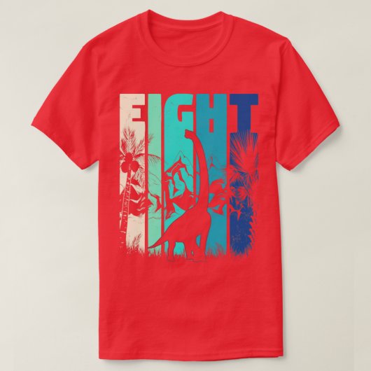 ブラチオサウルス8歳の少年8誕生日プレゼント Tシャツ (デザイン正面)