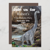 ブラチオサウルス、恐竜誕生日、 招待状 (正面/裏面)