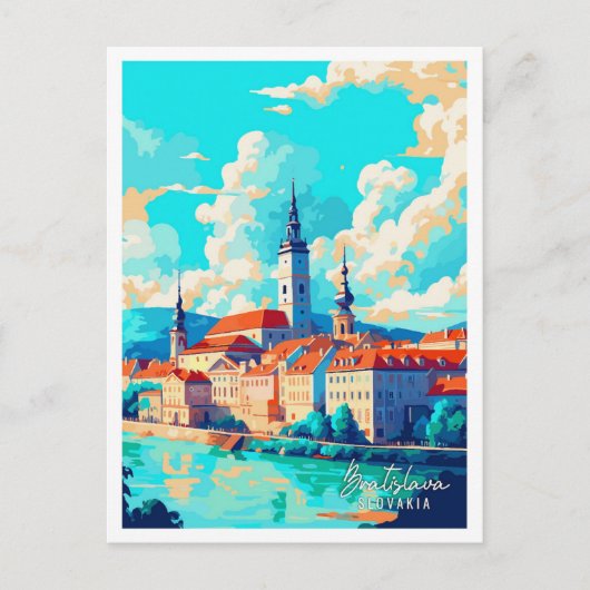 ブラチスラバスロバキアのヴィンテージ旅行イラストレーション ポストカード (正面)