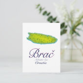 ブラチ・アドリア海、クロアチアの地図 ポストカード (スタンド正面)