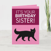 ブラッおもしろいクキャットシスター誕生日 カード (正面)