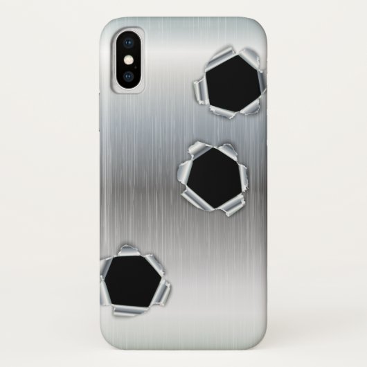ブラッおもしろいシュ仕上げメタルと弾丸穴 Case-Mate iPhoneケース (裏面)