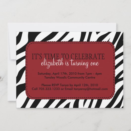 ブラッかわいらしク&レッドの誕生日パーティーの招待 招待状 (裏面)