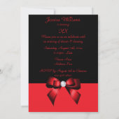 ブラッかわいらしク&レッドダイヤモンドボウ誕生日 招待状 (裏面)